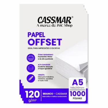Imagem de Papel Offset 120g A5 148x210mm Cor Branco 1000fls - Cassmar