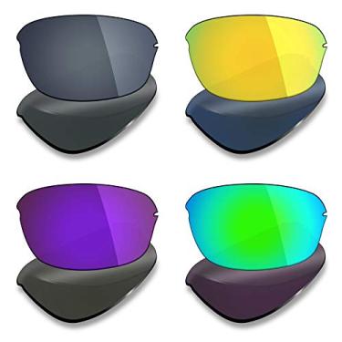 Imagem de Mryok 4 pares de lentes polarizadas de substituição para óculos de sol Oakley Half Wire 2.0 – preto IR/ouro 24 k/roxo plasma/verde esmeralda