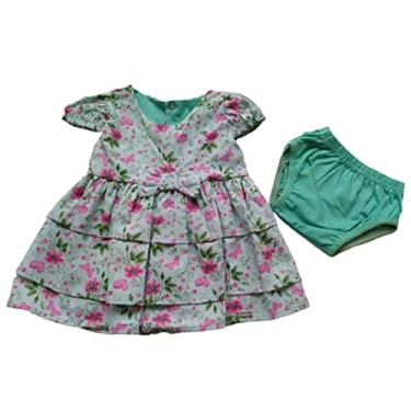 Imagem de Vestido infantil Bebê Festa Com Manga e Lacinho Cor:Verde; Tamanho:G