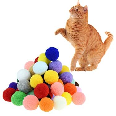 Imagem de Shizhoo Bolas de pompom macias premium para gatinhos - leves, interativas, cores sortidas - Brinquedo de pelúcia para treinamento e brincadeiras de gatinhos - Produtos para animais de estimação para