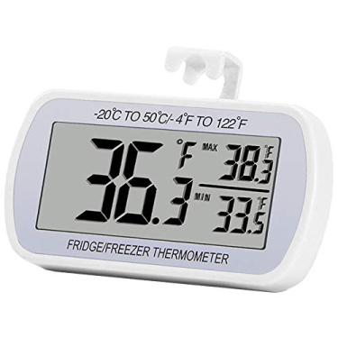 Imagem de Termômetro de geladeira digital para geladeira e geladeira, termômetro para sala congelada, à prova d'água, tela LCD grande, função de gravação máx/mínima branca, 1 PC, 1