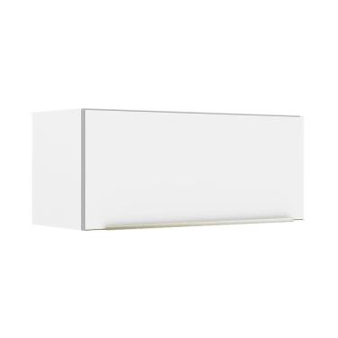 Imagem de Armário Aéreo Madesa Lux 80 cm 1 Porta Basculante - Branco/Branco Veludo