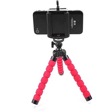 Imagem de Mini Tripé Flexível Portátil C/Suporte Adaptador Celular Vermelho