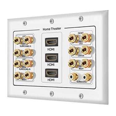Imagem de ICESPRING 3 entradas 7.2 surround distribuição de som Home Theater cobre banana tipo acoplador parede para 7 alto-falantes, 2 conectores RCA para subwoofers e 3 portas HDMI
