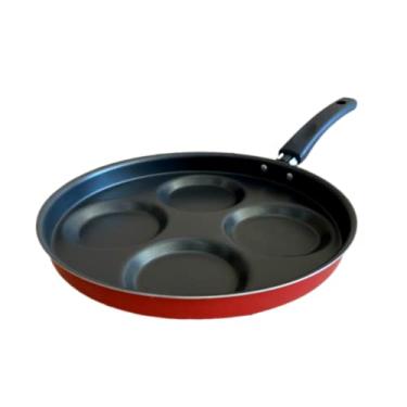 Imagem de Frigideira 4 Ovos/hamburgueres Vermelha Antiaderente Não Gruda Cavidades Rubi