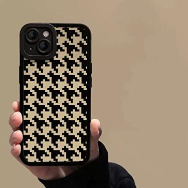 Imagem de Capa de capa para iPhone 14 plus, capa de telefone de silicone [proteção da câmera] atualizada com forro de microfibra anti-riscos macio, 6.7 polegadas, xadrez preto e branco
