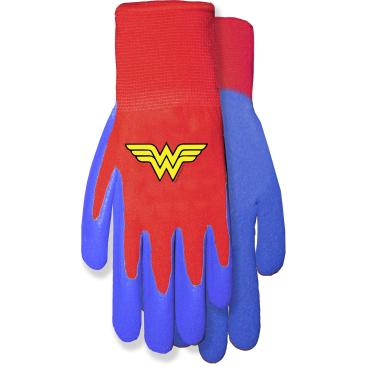 Imagem de Luvas e equipamentos Midwest DCW100TH8 Wonder Woman Garden, Luvas para bebês, forro de malha vermelho/revestimento azul