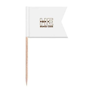 Imagem de Morse Code He Point-Line Expressions bandeiras de palito de dente marcação para festa bolo comida prato de queijo