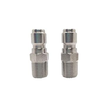 Imagem de Flylock Acoplador de lavadora de pressão de aço inoxidável, plugue de conexão rápida, encaixe NPT macho de 3/8 polegadas, 5000 PSI, pacote com 2