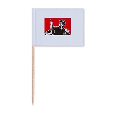 Imagem de Sinalizadores de palito de dente vermelho chinês para cultura de propaganda marcador para decoração de festa