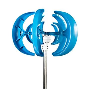 Imagem de Gerador de turbina eólica vertical, 12V 24V 48V 220V 1000W 5 Blades Levitação magnética vertical Gerador de vento vertical para uso doméstico (com controlador MPPT, azul),12v