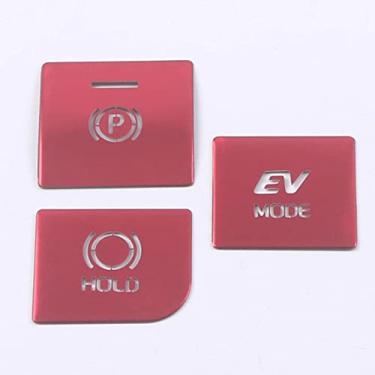 Imagem de Xodouhi Adesivos de capas de botões para Toyota Sienna 2021 2022 carro freio de mão lantejoulas botão de interruptor liga de alumínio decoração de interiores (vermelho)