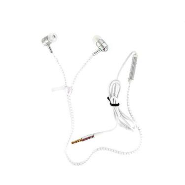 Imagem de Fone De Ouvido Microfone Inova Ziper Cor Branco, Roxo ou Vermelho