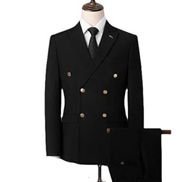 Imagem de Blazer masculino jaqueta blazer de casamento dois botões casacos esportivos elásticos jaqueta slim fit para festa ternos de 2 peças, preto, GG (52/36)