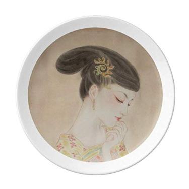 Imagem de Prato de pintura chinesa tradicional de porcelana decorativa salver louça de jantar