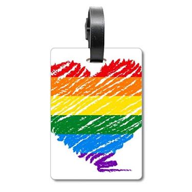 Imagem de Arco-íris Gay Coração LGBT Bolsa de Bagagem Etiqueta Cartão de Bagagem Etiqueta Scutcheon Etiqueta