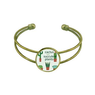 Imagem de Bracelete retrô com ilustração de cacto de plantas suculentas em vaso