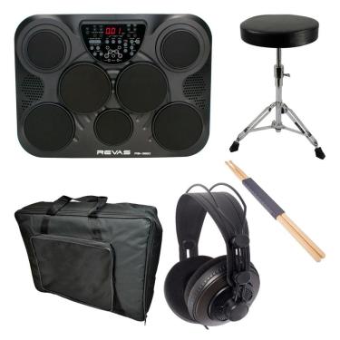 Imagem de Kit Bateria Revas PB-350 + Capa + Baquetas + Banco + Fone