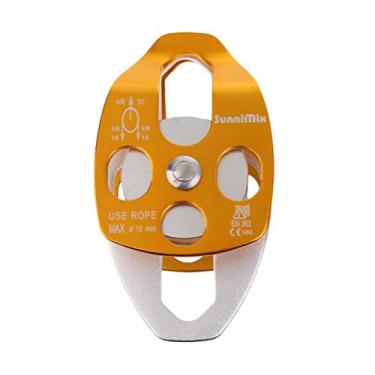 Imagem de CUTICATE Polia resistente durável 32KN equipamento de polia dupla polia arborista escalada resgate/15 mm acesso a cabo montanhismo polia de carrinho - ouro