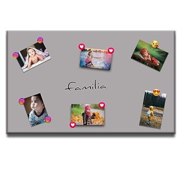 Imagem de Mural de Fotos Painel de fotos Parede Magnetico 40x60 cm metal Cinza +12 Imãs