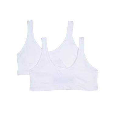 Imagem de Hanes Sutiã feminino sem costura Comfortflex Fit confortável pulôver pacote com 2, Branco/Branco, G