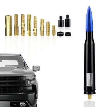 Imagem de Ajxn 1 peça antena bala de carro caminhão, mastro de antena de automóvel, adequado para GM Chevy Silverado 1500 3500 HD Avalanche GMC Sierra 1500 3500 Denali acessórios de caminhões resistentes (azul)