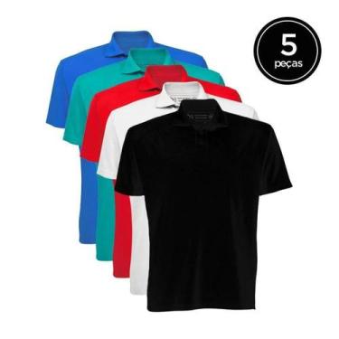 Imagem de Kit Com 5 Camisetas Gola Polo Piquet 100% Poliéster - Rcv Store