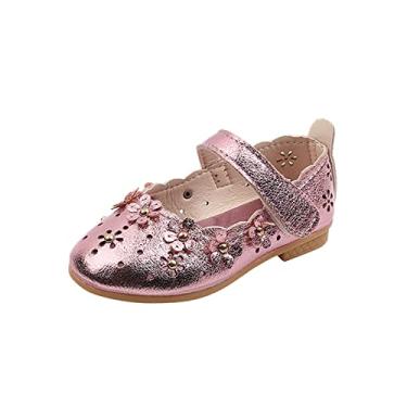 Imagem de Sandália infantil tamanho 6 para meninos meninas sapatos de flores sapatos de flor oca sandálias sola macia princesa sandálias sapatos infantis meninos, rosa, 6.5 Little Kid