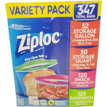 Imagem de Ziploc Sacos de armazenamento de galão, litro, sanduíche e lanche - Pacote variado - Total de 347