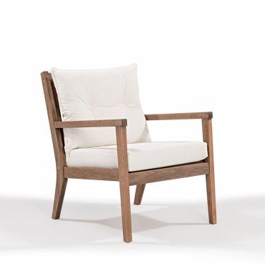 Imagem de Poltrona para Jardim Acquablock em Madeira Maciça Riade Stain Castanho/Cru