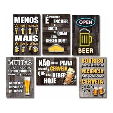 Imagem de Kit 6 Placas Decorativas MDF - Frases Boteco 20x30cm