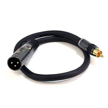 Imagem de Monoprice Cabo XLR macho para RCA macho – 3,8 m – preto, 16 AWG blindado par trançado condutores de cobre sem oxigênio, conectores banhados a ouro E21 – Série Premier
