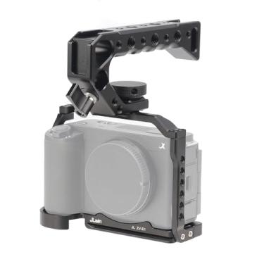 Imagem de FocusFoto Kit de gaiola de câmera com alça superior para câmera Sony ZV-E1, equipamento estabilizador de vlogging de alumínio com trilho NATO, montagem de parafuso de 1/10.2 cm-20, pino de localização
