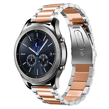 Imagem de Pulseira NSmart compatível com Samsung Gear S3 - Galaxy Watch 46mm (Rose gold borda prata 3 elos)