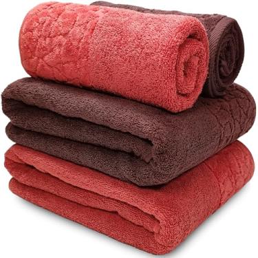 Imagem de Jogo de Banho Gigante Dohler Confort 500 100% Algodão Macia - Toalha Banhão Barra Jacquard Aveludada - 4 Peças