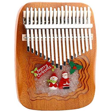 Imagem de Piano de dedo de bolso resina de mogno, piano de polegar 17 teclas Kalimba, piano Mbira para amantes de música, teclado de percussão de dedo com martelo de afinação piano, (17 cm x 13 cm) J