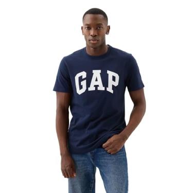 Imagem de GAP Camiseta masculina com logotipo macio para uso diário, Tapeçaria azul-marinho, M
