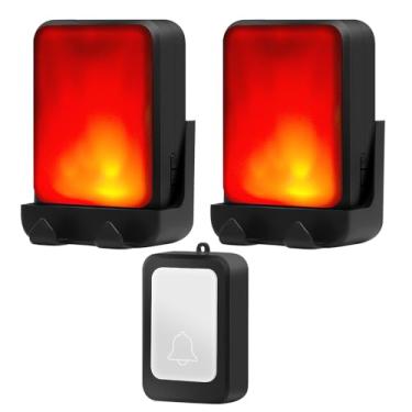 Imagem de Campainha de flash alto com 7 cores de luz brilhante e 4 volumes, campainha sem fio 183 m, em casa/escritório, adequada para idosos, pessoas com deficiência auditiva, 1 transmissor com 2 receptores