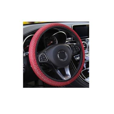 Imagem de Capa de volante elástica elástica, capa de volante automotiva universal de 38 cm, seda de gelo respirável de microfibra, antiderrapante, inodoro, fácil de transportar, quente no inverno e fresco no verão (vermelho1)