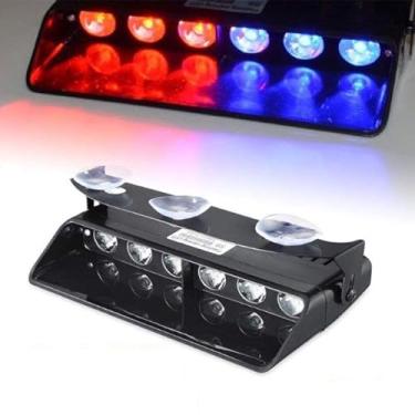 Imagem de Strobo Giroflex Interno 6 Leds Vermelho Azul Para Fixa Vidro (Vermelho e Azul)