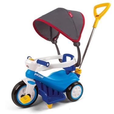 Imagem de Triciclo Infantil 2 em 1 Passeio e Pedal, Motoca Policiclo Azul, Poliplac