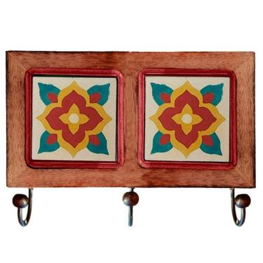 Imagem de Cabideiro De Parede Rustico Ladrilho Hidraulico Para Roupas Bolsas Chaves K1