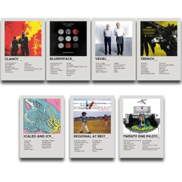 Imagem de Kit 7 Placas Decorativas Twenty One Pilots em MDF 28x20cm