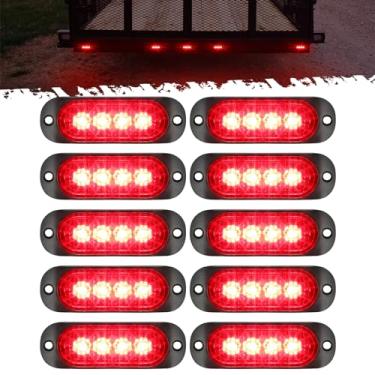 Imagem de Partsam 10 peças, caixa de alumínio de 8,5 cm, luzes laterais de folga de LED, luzes marcadoras de montagem em superfície do caminhão caminhonete trator RV motocicleta carrinho de golfe, IP67 à prova