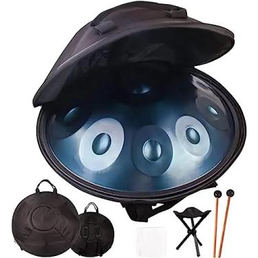 Imagem de Tambor de mão de aço de 10 notas, handpan de 22 polegadas em ré menor, tambor de handpan de 432 Hz com suporte de handpan, estojo de handpan, marretas duráveis