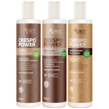 Imagem de Kit Apse Crespo Power Co Wash + Shampoo + Condicionador Acidificante Hidratação Cabelo Vegano