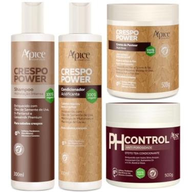 Imagem de Kit Crespo Power Apse Porosidade Shampoo + Condicionador + Creme Pentear + Mascara Ph Control 500g