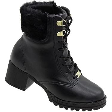 Imagem de Bota Molekinha Infantil Feminina Coturno Com Pelinhos Cor:Preto;Tamanho:29