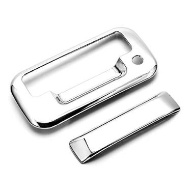 Imagem de eLoveQ Capas de tampa de alça traseira cromadas compatíveis com Ford 04-14 F-150; 08-16 F-250/F-350/F-450; 07-10 Explorer Sport Trac (sem orifício para câmera)