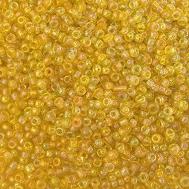 Imagem de Grânulos de semente de vidro tcheco Tamanho: 11/0 50 g/1,76 oz (amarelo iridescente)